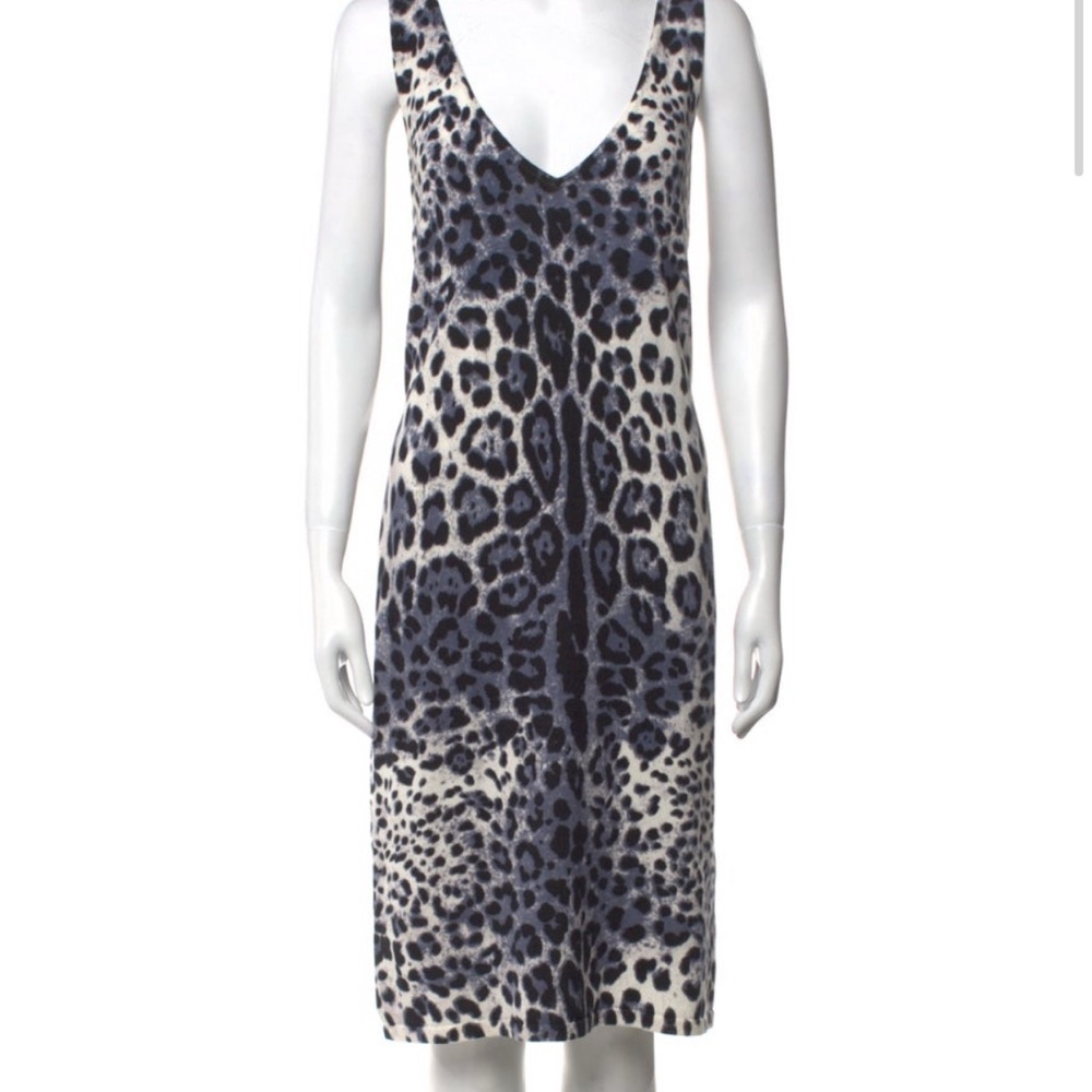 TSE Sleeveless Leopard Print Sleeveless Dress - gray cotton knit, NWT, Size XL